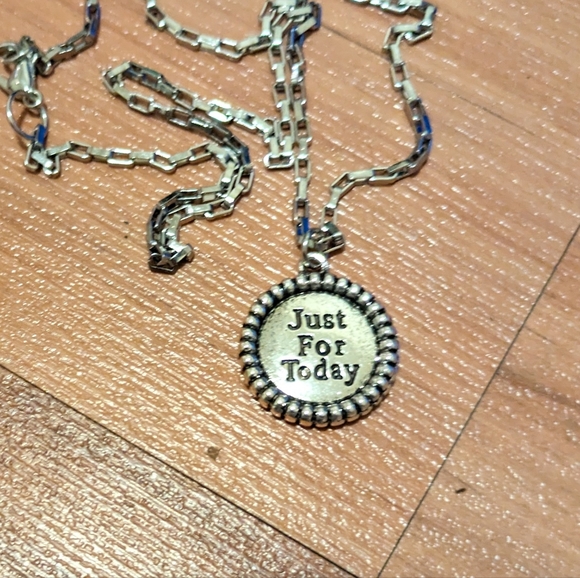 Narcotics Anonymous NA Just for Today Necklace on 18" Box Chain. Handmade. New - Picture 4 of 4